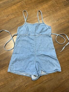 BDG Urban Outfitters Light Blue Denim Tie-Back Romper